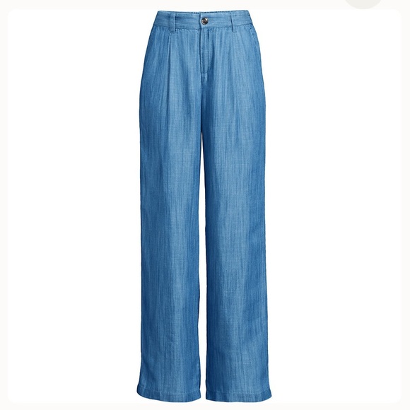 Lands' End High Rise TENCEL Pleated Wide Leg Pants Size 18 - Picture 1 of 4
